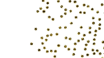Stars - stars. Confetti celebration, Falling golden abstract decoration for party, birthday celebrate, (PNG transparent)