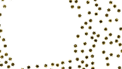 stars. Confetti celebration, Falling golden abstract decoration for party, birthday celebrate, (PNG transparent)
