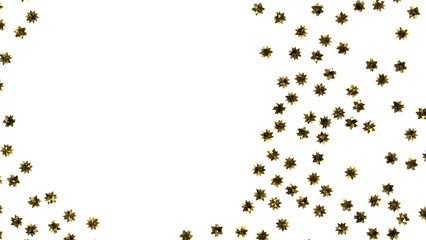 stars. Confetti celebration, Falling golden abstract decoration for party, birthday celebrate, (PNG transparent)