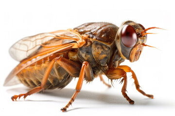 Image of a cicada on white background. Insect. Wildlife Animals. Illustration, Generative AI.
