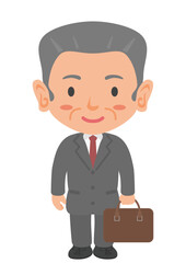 ビジネスバッグを持つ初老のサラリーマン