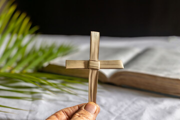 palm leaf hand made cross