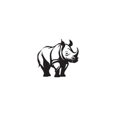 Vector illustration of a silhouette of a rhino 