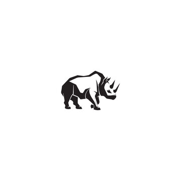 Vector illustration of a silhouette of a rhino 