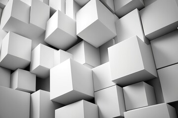 Chaotic white cubes background. Creative design concept