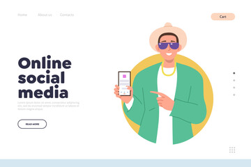 Online social media application landing page design template for promotion and advertisement Generative AI