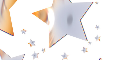 Silver stars border 3d - png transparent
