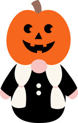 Halloween Girl Gnome Flat Illustration