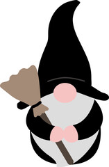 Halloween Gnome holding a broom