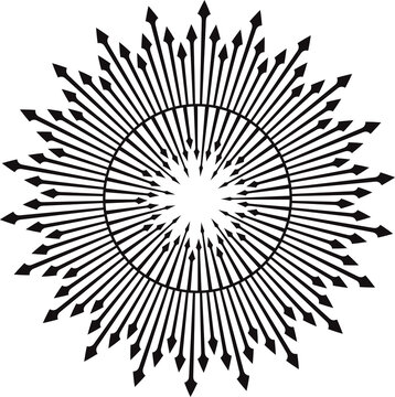 Decorative frame, star Black arrow pattern Doodle illustration Design element