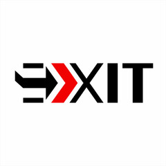 " Exit " word design with Exit arrow on letter E, Exit Typography, Exit Text Graphic Icon.