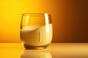 Minimalist Glass of Milk on Vibrant Yellow Background