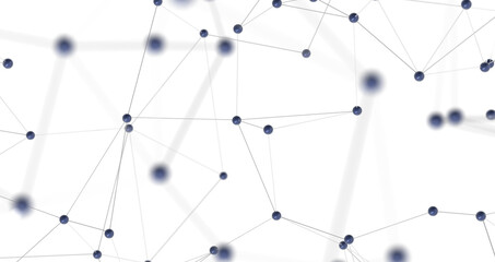 Big data visualization. Network connection structure with chaotic distribution of points and lines. 3D rendering.