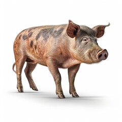 Pig isolated on white background (Generative AI)