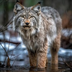 Canada Lynx in natural habitat (generative AI)