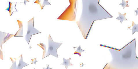 Obraz premium sparkles silver stars on white background with text place- Image - png transparent