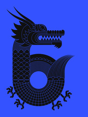 Abstract geometric chinese dragon. Modern shape design