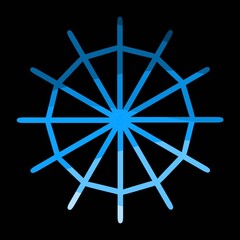 Abstract blue ship wheel on black background
