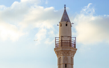 Fototapeta na wymiar The minaret, Mosque of Amr Ibn al-Aas, Egypt