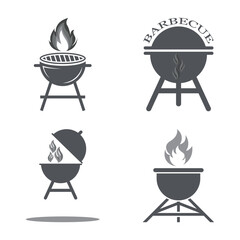 BBQ grill simple and symbol icon with smoke or steam logo