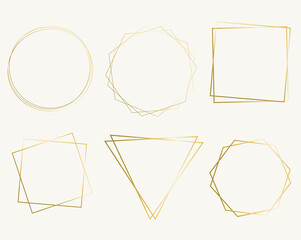 Big Set With Golden Frames And Banner White Background