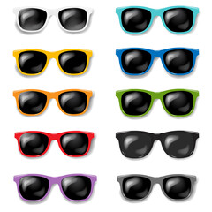 Colorful Sunglasses set Isolated White Background