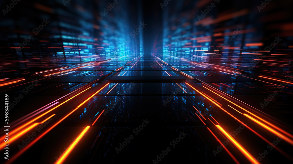 Canvas Prints background of technology neon light scene,created with generative ai tecnology.