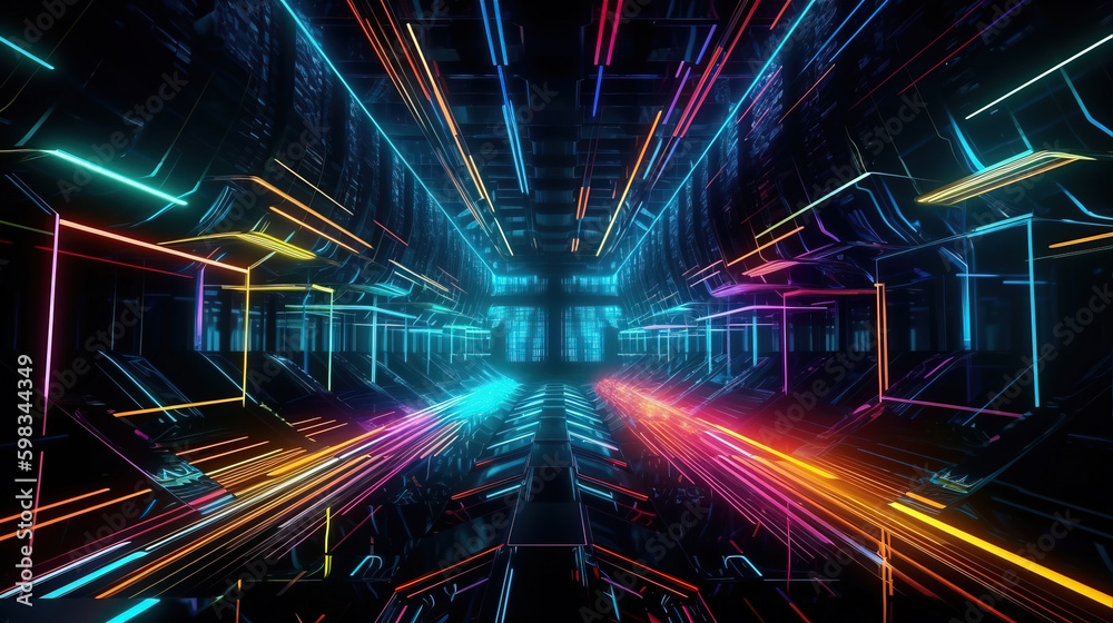 Canvas Prints background of technology neon light scene,created with generative ai tecnology.