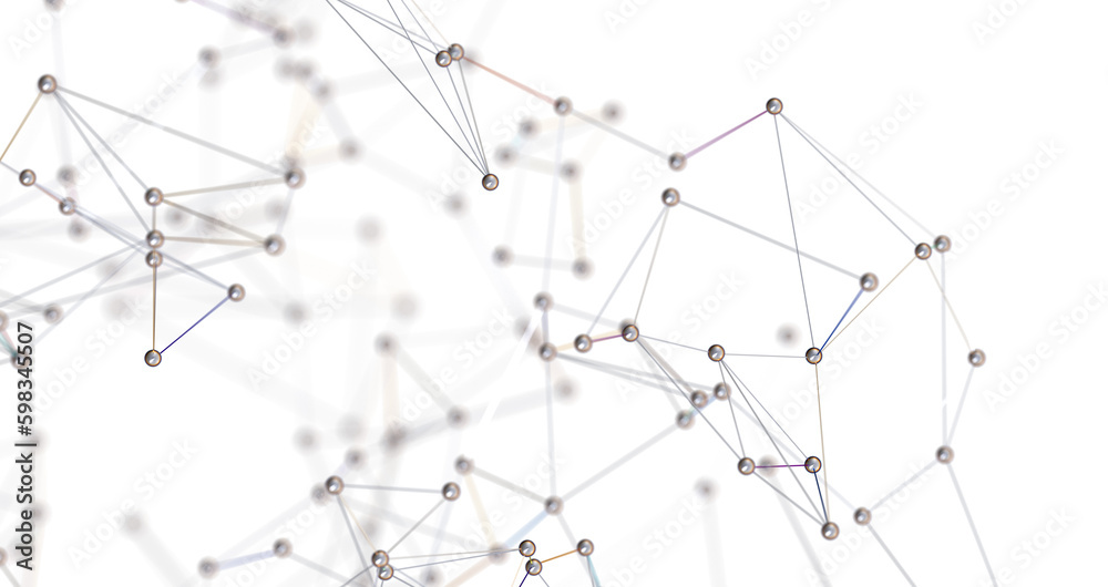 Poster Abstract connected dots and lines. Concept of AI technology, Motion of digital data flow.  PNG transparent