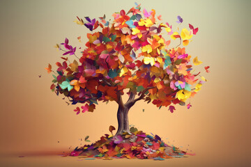 abstract tree with colorful leaves