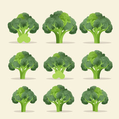 A pack of broccoli-themed social media graphics or banners