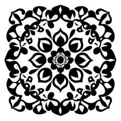 Floral Mandala Pattern Vector Black and White Design