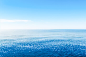 Blue sea with waves and sky with clouds.Calm tranquil blue sea relaxing background with copy space