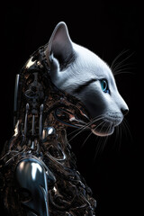 Potrait of Robotic Cat Generative AI