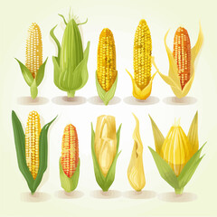 A collection of vibrant Corn vector illustrations