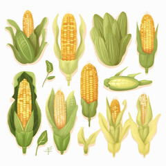 A collection of intricate and detailed Corn vector illustrations