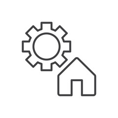 Home Setting Icon - House With Gear Icon