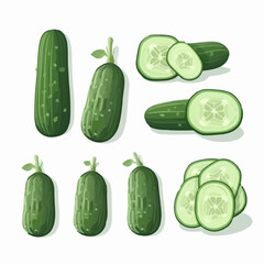 A collection of cucumber characters in a pixel art style for a nostalgic look.