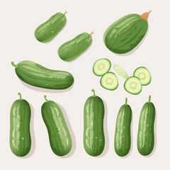 A set of cucumber illustrations in a monochrome style for a sophisticated and elegant look.