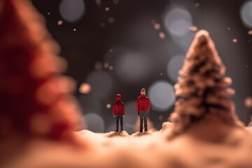 Fototapeta na wymiar Miniature Christmas Models, gifts, Generative AI