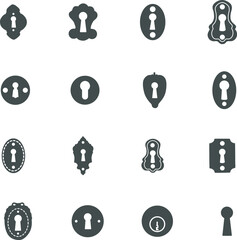 Keyhole silhouette, Vintage keyholes silhouette, Keyhole vector, Door key hole silhouette, Keyhole SVG.