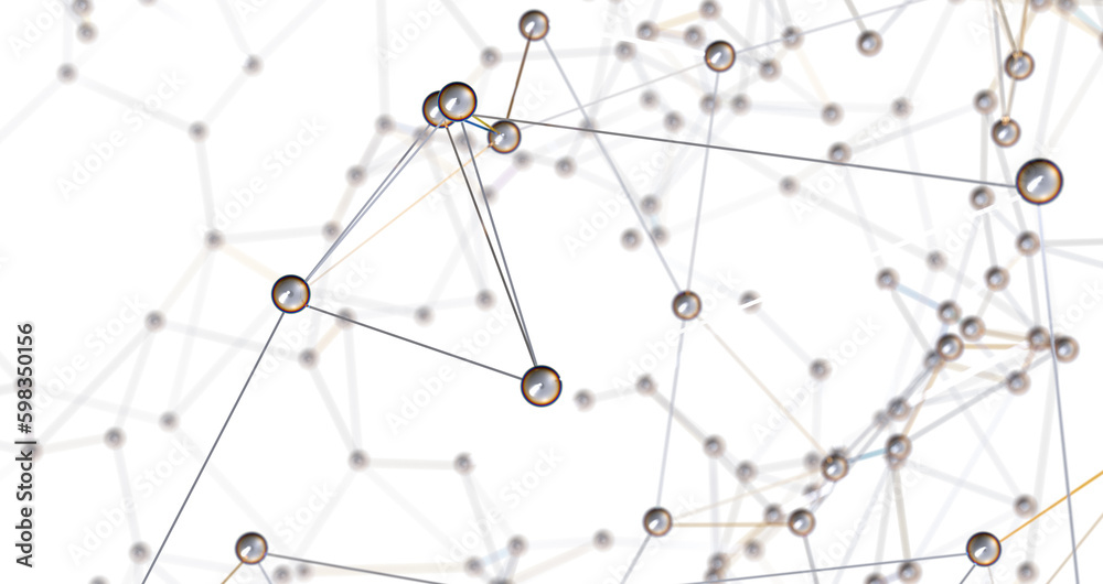 Wall mural Motion of digital data flow. Communication and technology network concept with moving lines and dots PNG transparent