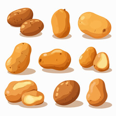 Set of potato vectors with a hand-painted feel for an artistic touch.