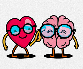 Heart and brain cartoon