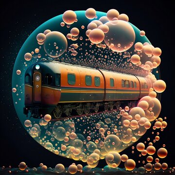 The train through the dreamland, 3d render with generative AI