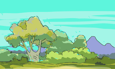 A stylized drawing of nature. Background image. Vector graphics.