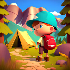 Credible_Hiking_and_camping_hilly_area_volumetric_lighting