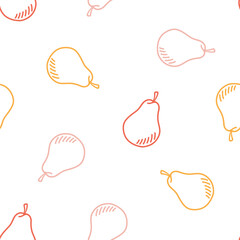 Seamless pattern with colorful outline pear