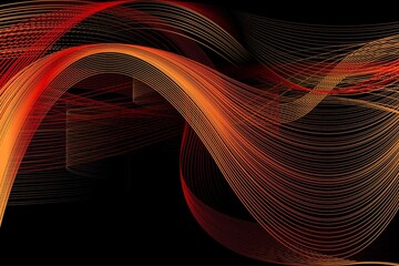 Abstract Red and Orange Pattern with Waves. Striped Linear Texture. Raster. 3D Illustration