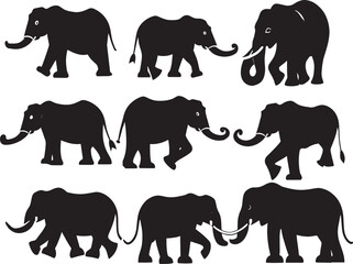 Elephant Silhouette Vector With White Background